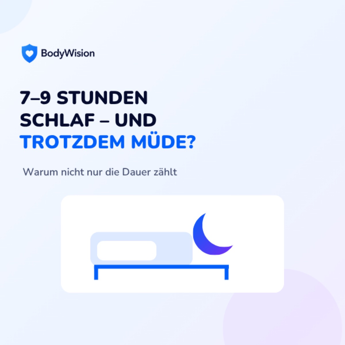 Quadratisches BodyWision-Visual zum Thema Schlafgesundheit.